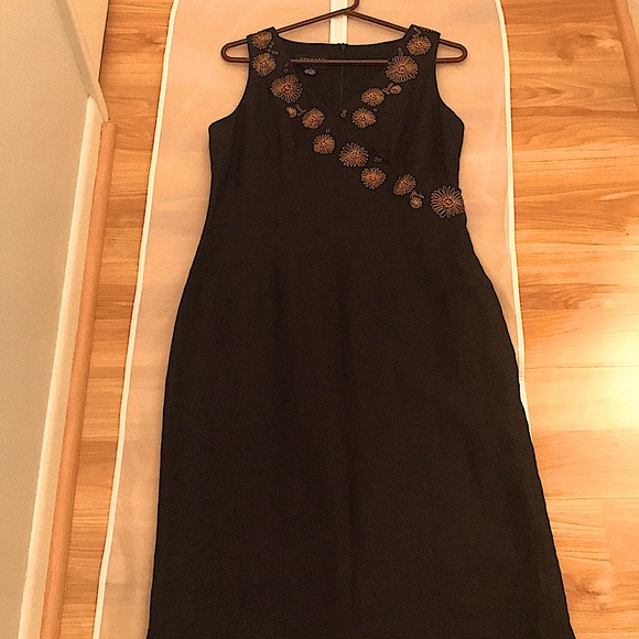 SPENSER JEREMY 100% Linen Black Dress,  sz 8 - Picture 7 of 10